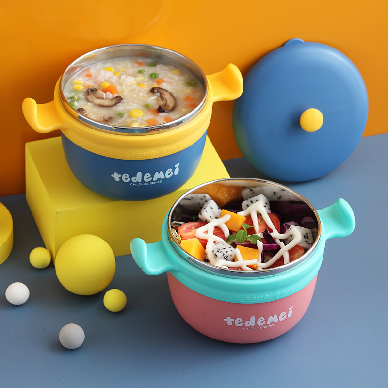 Tederme llenado de agua aislante accesorio tazón para niños tazón de refrigeración de grado alimenticio tazón de agua de bebé de acero inoxidable al por mayor