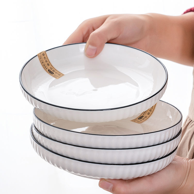 Black Line Vertical Grain Ceramic Bowl Wholesale Large Soup Bowl Jingdezhen Household Bowl Plate Dinner Bowl Noodle Bowl Combination Gifts Item Picture