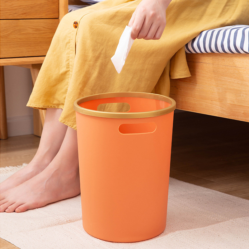 简约纯色手提垃圾桶厨房客厅塑料垃圾桶商用办公室客厅大容量纸篓详情图4