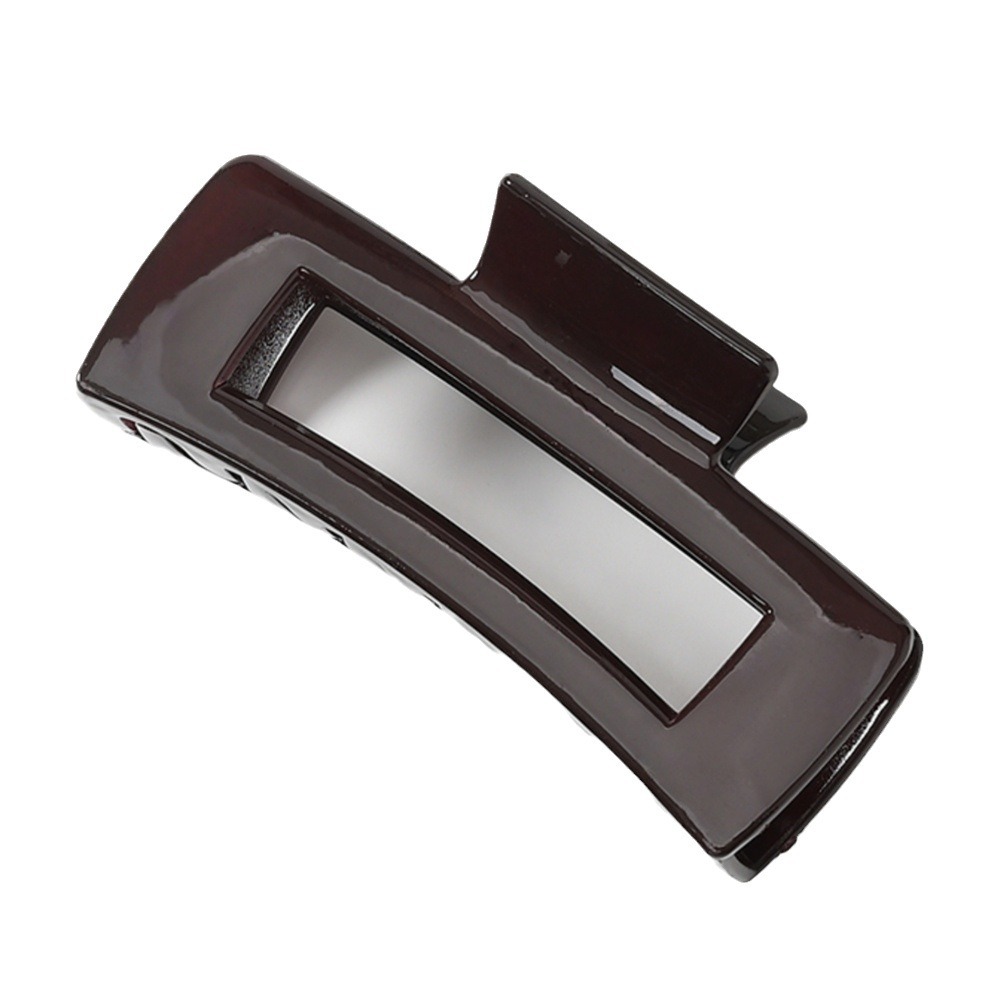 Ladies' elegant and high-end hair clips, winter glossy coffee-colored hair clips, cross-border square shark clips Item Picture