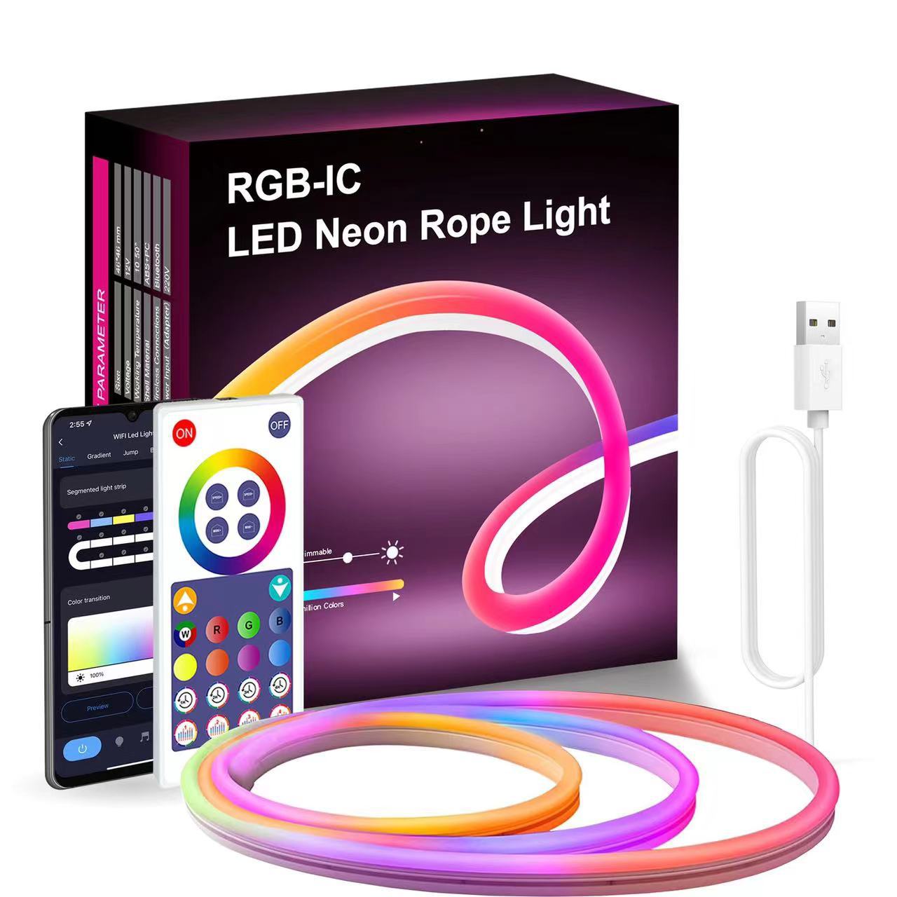 Graffiti Wifi Cross-Border Light With Rgb Tree Light Rope Light Ip68usb Music Diy Decorative Smart Neon Strip Color Neon Light Strip Item Picture