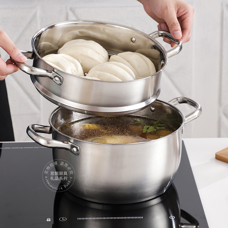 Stainless Steel Boiler Double Stockpot Household 26Cm Thickened About 3.5 Kg Induction Cooker Kitchen Pot Wholesale Application Scenario