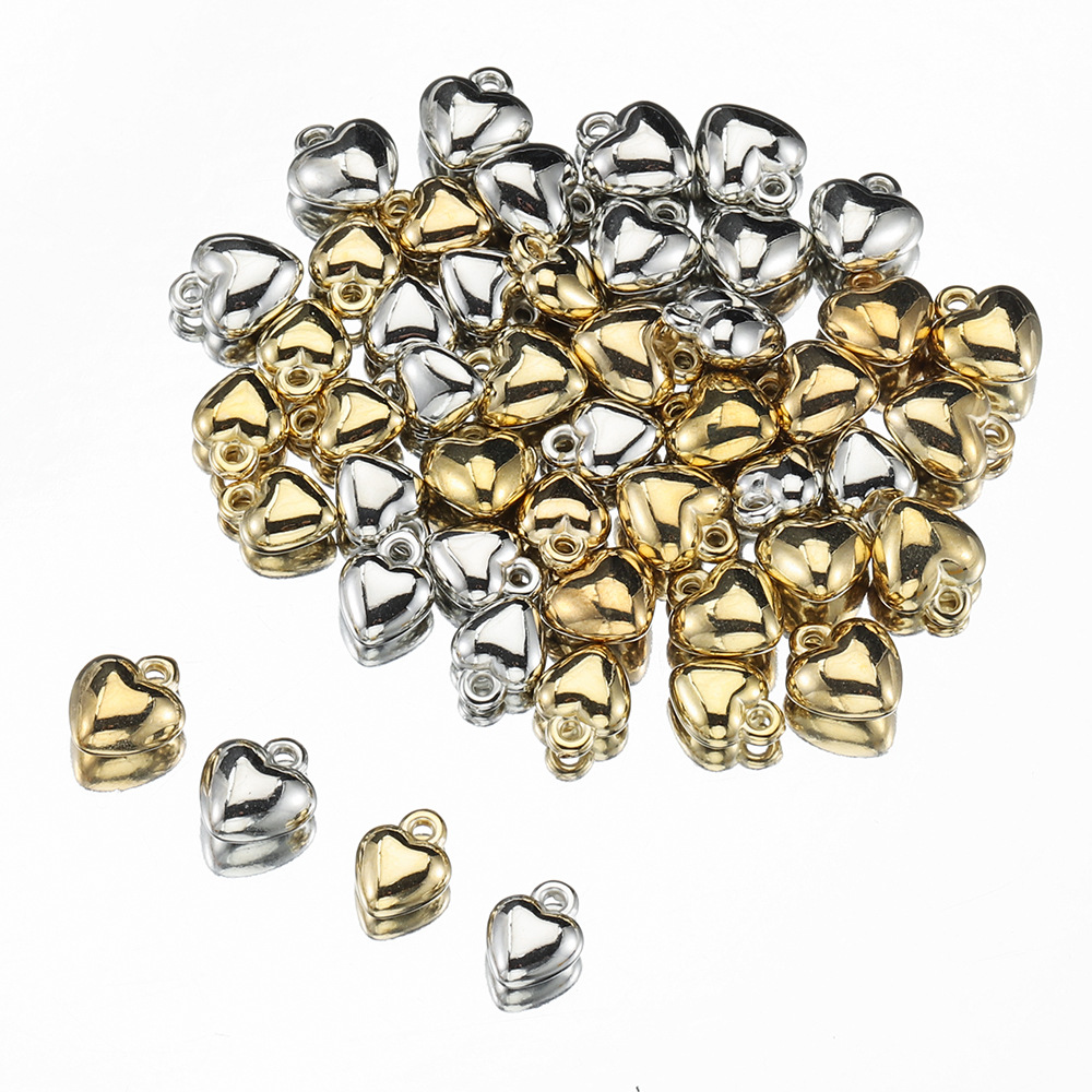 100个CCB桃心吊坠 金色爱心挂件diy项链手链串珠饰品配件材料批发