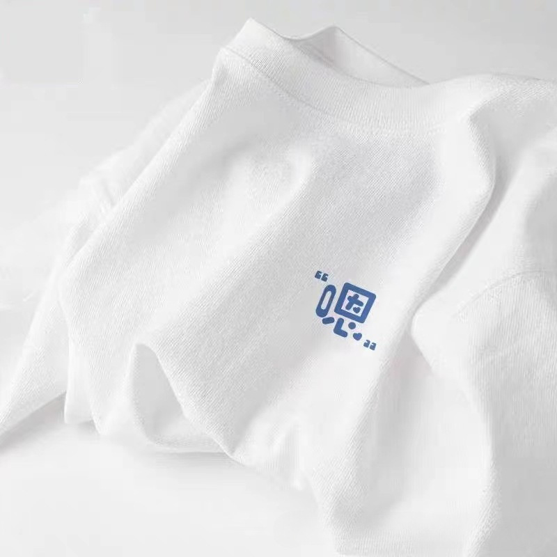 Summer's new men's and women's pure cotton short-sleeved, small chest label personalized couple T-shirts are loose, casual and versatile, trendy tops details Picture
