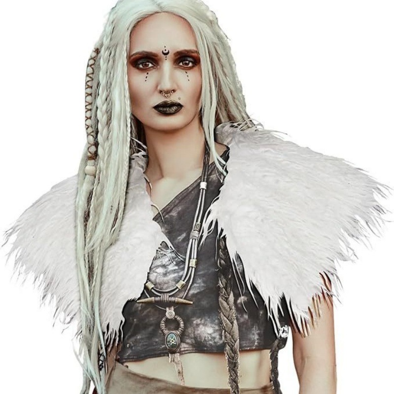 Viking Queen Faux Fur Collar Shawl Warrior Cape Women's Scarf Party Halloween Costume Cross-Border New Item Picture