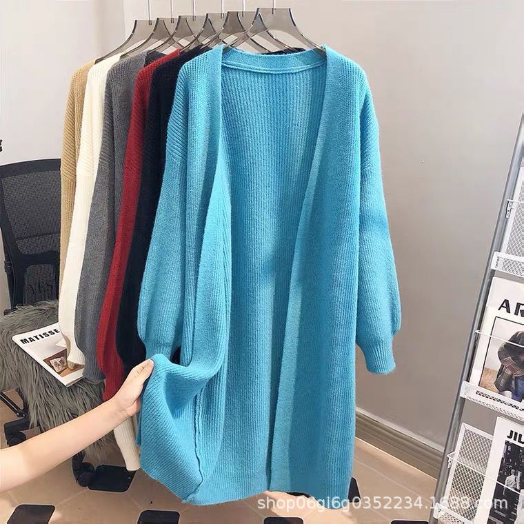 Winter women's top: Laid-back style sweater, mid-length women's 2022 new Korean-style loose knitted cardigan details Picture
