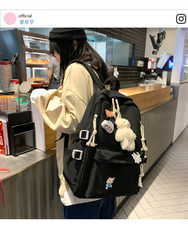 2024新款书包女学生韩版高中初中生双肩包可爱大容量ins简约背包详情2