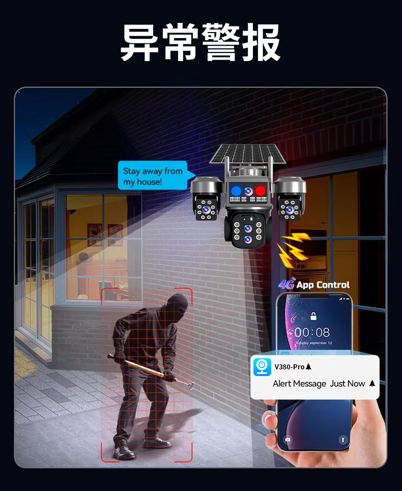 Solar-powered zoom camera, multi-lens tracking camera, dual solar panel outdoor monitoring camera pic 9