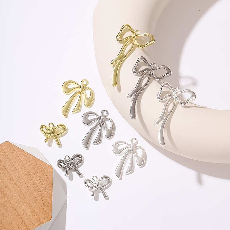 DIY retro niche metallic color-preserving exquisite bow pendant, diy handcrafted earrings, necklace accessories, materials Specification image