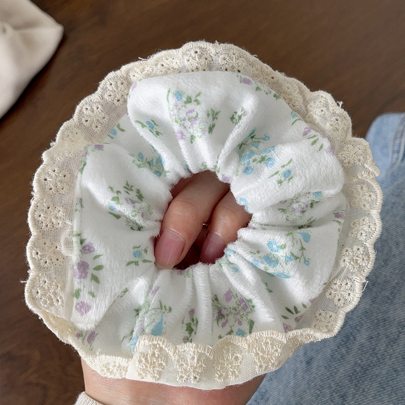 新款芭蕾风大肠发圈高级感蕾丝边头绳甜美少女皮筋蝴蝶结发饰批发详情15