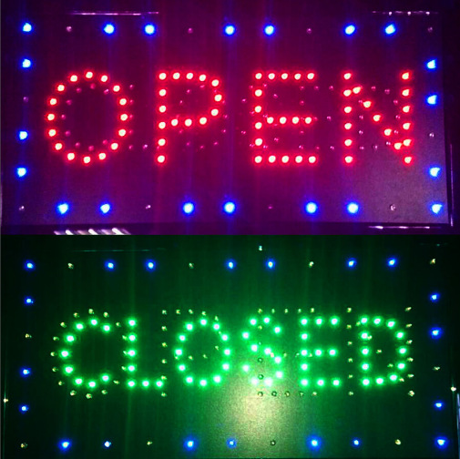 LED sign广告牌 厂家直销各国语言open close ABIERTO  48x25