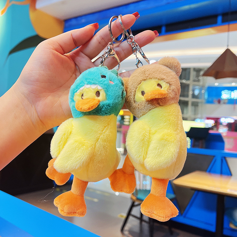 Wholesale plush head covers, duck figurines, keychains, cute pendants, schoolbags, dolls, plush toys, claw machines, mini dolls details Picture