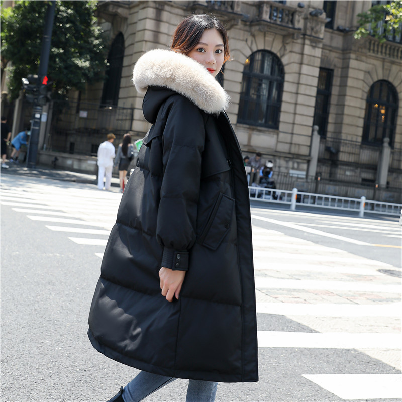 Korean loose down jacket for women, knee-length, 2022 autumn/Winter new style, hooded and thickened winter coat, factory direct sales details Picture