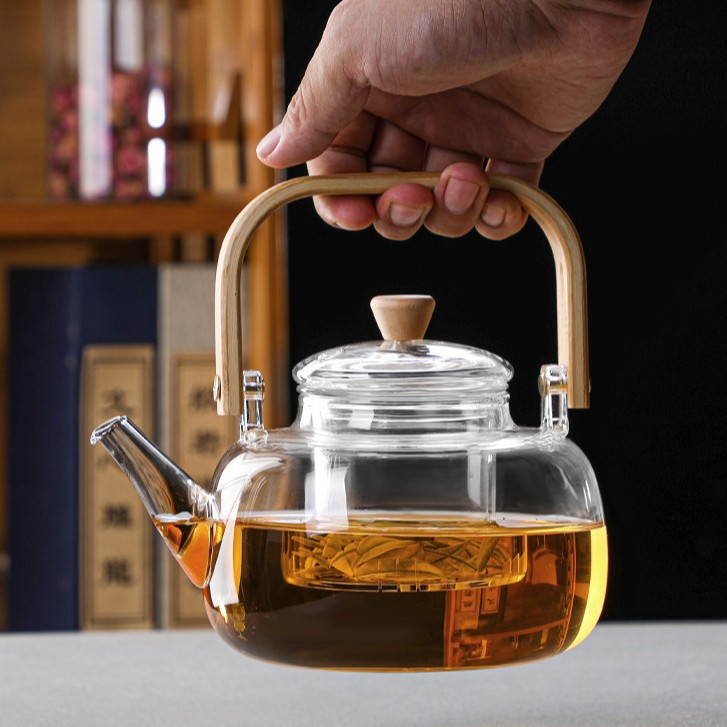 高硼硅玻璃简约家用提梁壶 茶水分离可过滤茶壶 电陶炉加热泡茶壶