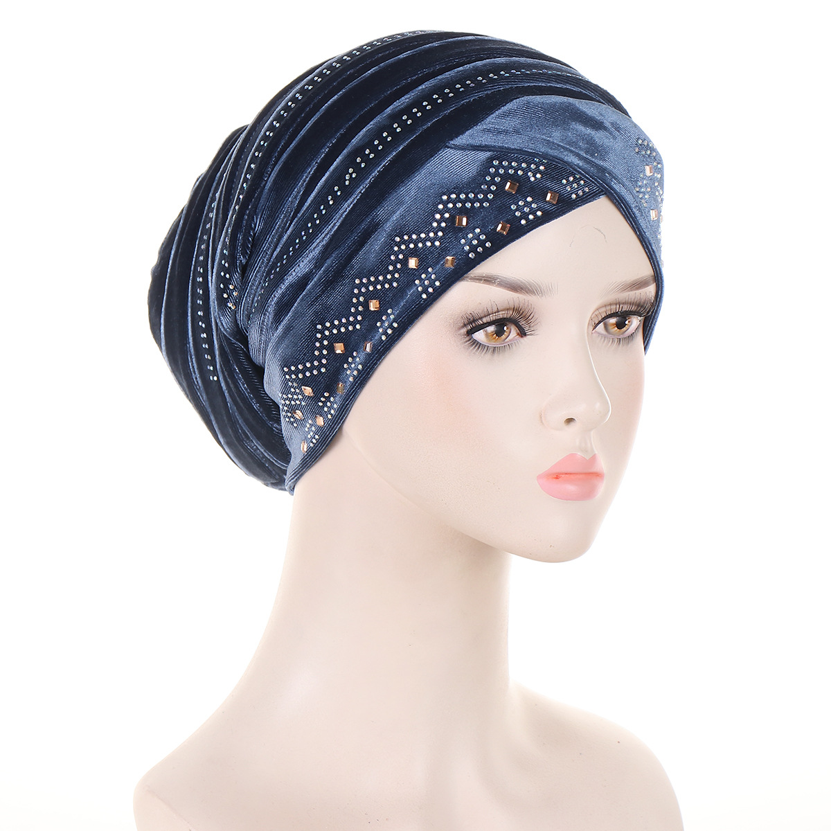 Aliexpress European And American Canary Iron Drill Hat Muslim Turban Folding Pile Hat In Stock Application Scenario
