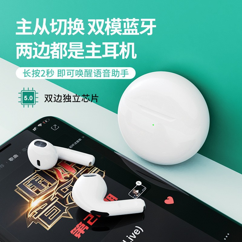 蓝牙耳机J6跨境电商新品私模Pro6圆形tws耳机详情9