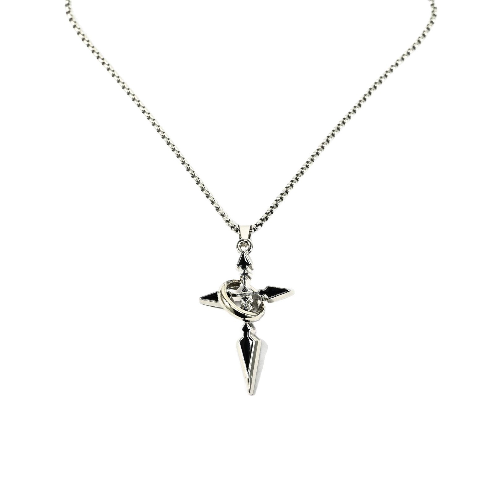 Cross pendant men's necklace, men's trendy brand versatile chain accessory, men's trendy sweatshirt pendant titanium steel chain Item Picture