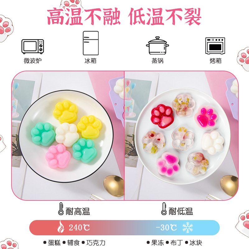 Carefully Selected Food Grade Cat Claw Mold Products Cute Jelly Diy Chocolate Silicone Baking Mold Complementary Food Mold Application Scenario