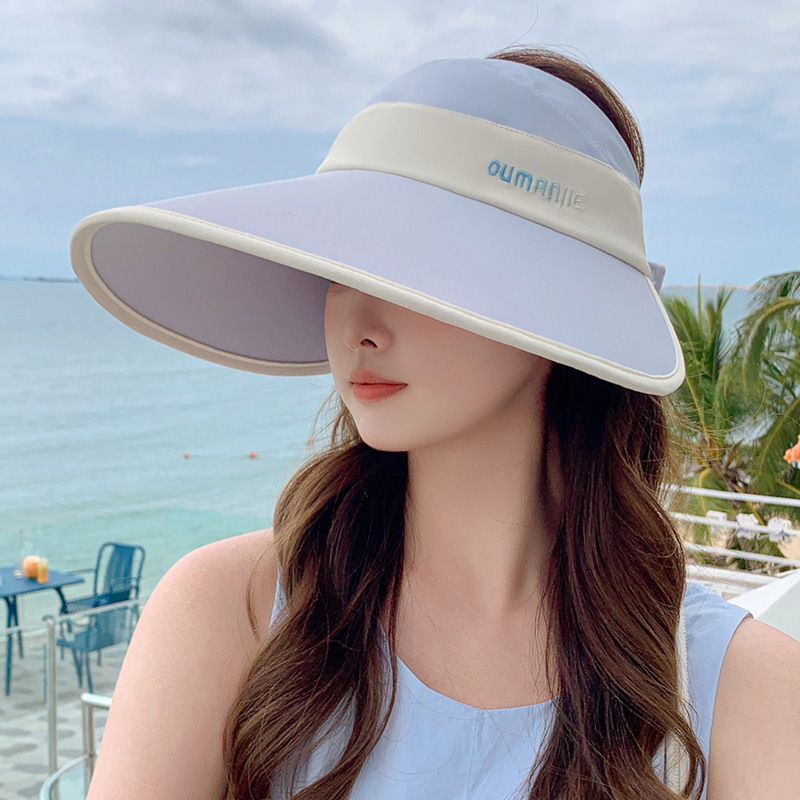 防晒帽渔夫帽遮阳帽女大帽檐空顶夏季防紫外线可折叠遮脸冰丝太阳
