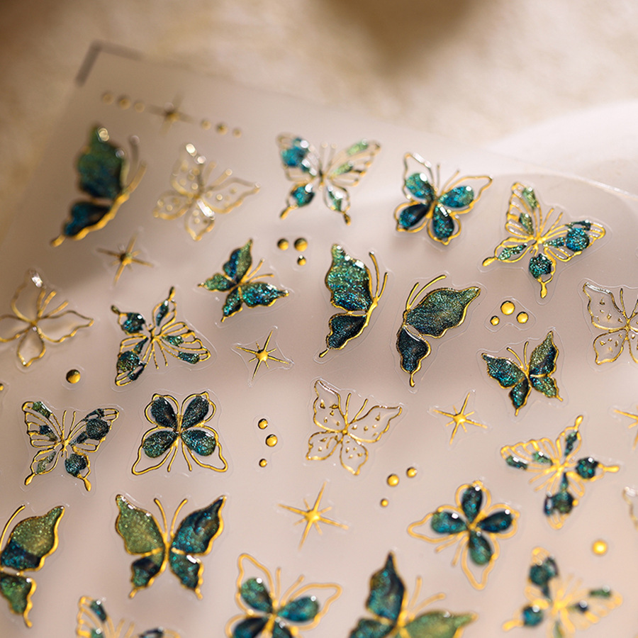 TENSOR's new process gilding nail sticker with adhesive backing is a stunning butterfly nail sticker with three-dimensional gilding series M-547