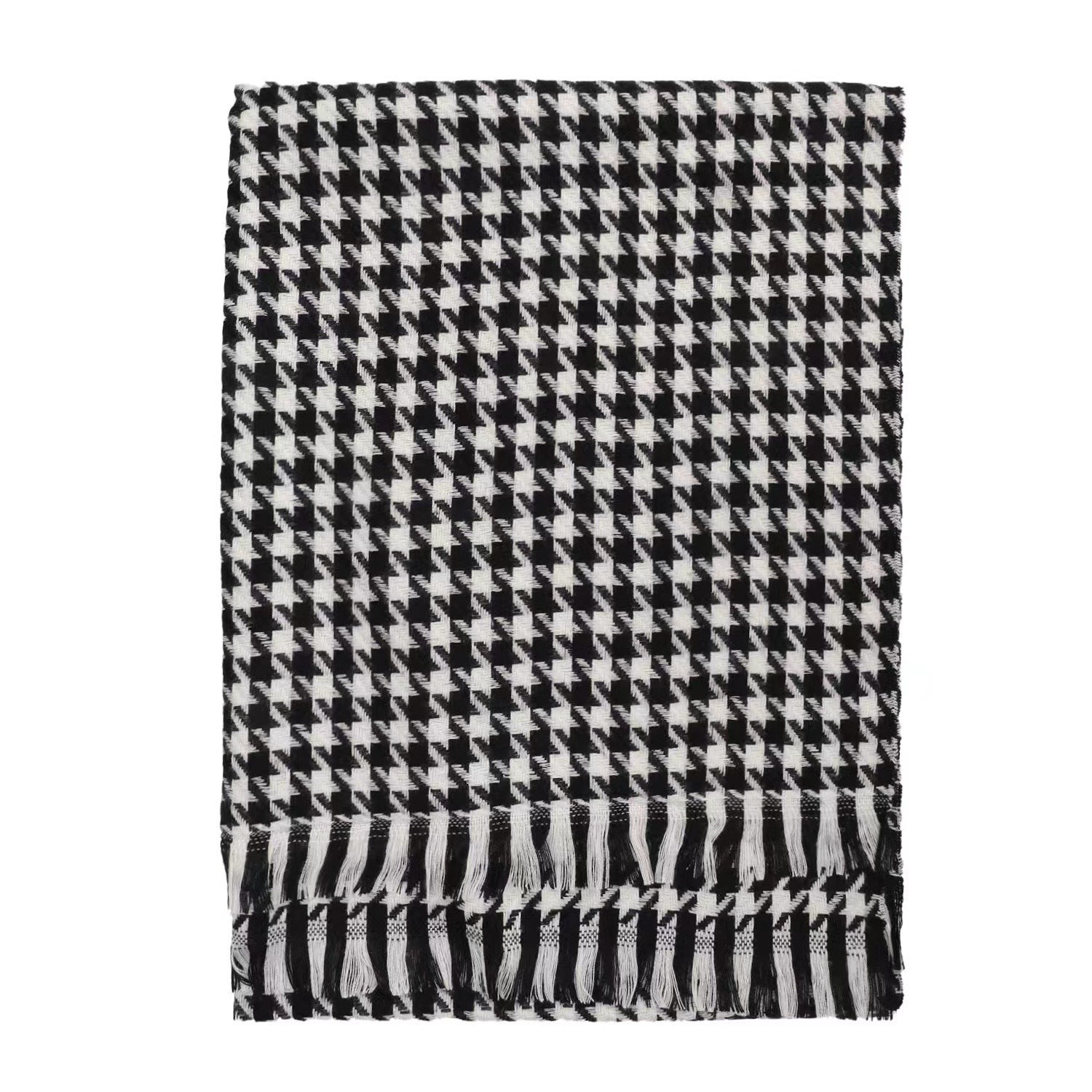 Little Red Book Scarf Women's Winter Warm Couple Knitted Checkered Bib Korean Version Of Everything Fringe Against Color Thousand Bird Lattice Item Picture