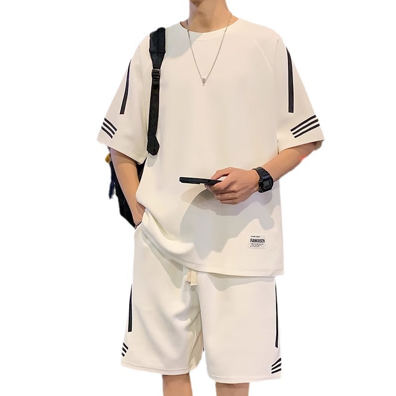 短袖/t恤男士短袖潮流/衣服男士短袖潮流/T恤/t恤男士宽松潮流白底实物图