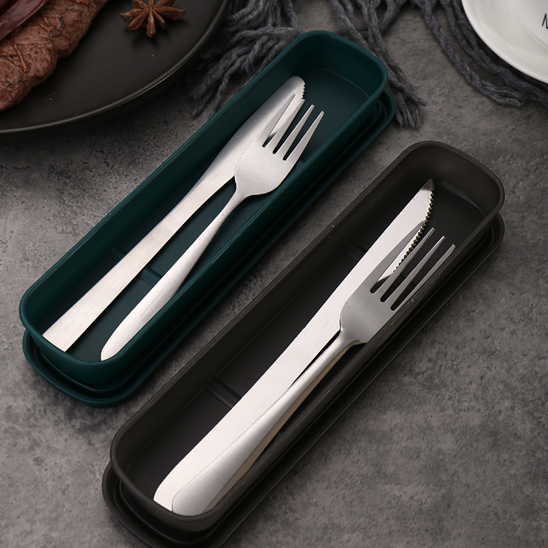 Wholesale Nordic-style stainless steel Western-style steak knife and fork sets, two-piece household tableware sets, hotel and restaurant knives and forks details Picture