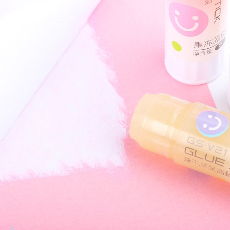新品卡通创意环保PVP胶棒学生课堂快干粘纸胶 盒装24支果冻固体胶