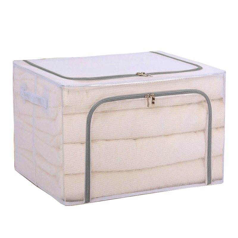 Clothes Oxford Fabric Steel Frame Storage Box Folding Storage Box Large Quilt Storage Bag Item Picture