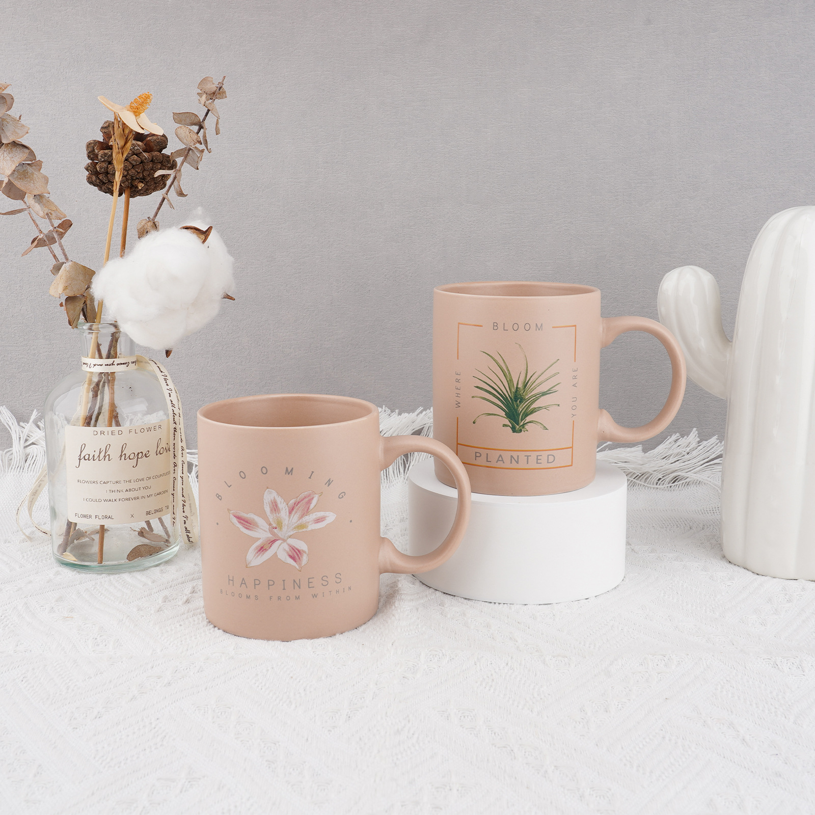 Customized new fully matte milk cups, ceramic cups, coffee cups, household mugs, and gift cups with LOGO printing and engraving Specification image