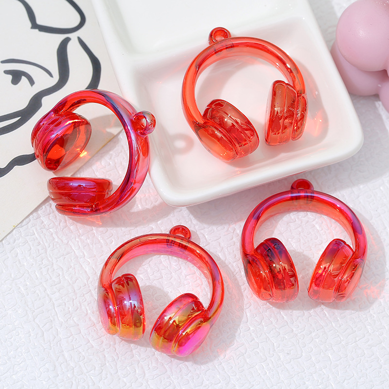 ab color TV UV-coated transparent earphone hanging hole beads DIY acrylic material luggage, mobile phone chain pendant, beaded jewelry details Picture