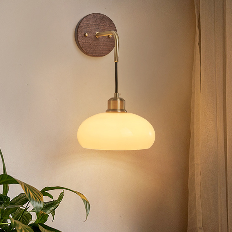 Bedroom Wall Light Modern Chinese Retro Living Room Background Wall Walnut Lamps Japanese Wabi-Sabi Bedside Ceiling Lamp details Picture