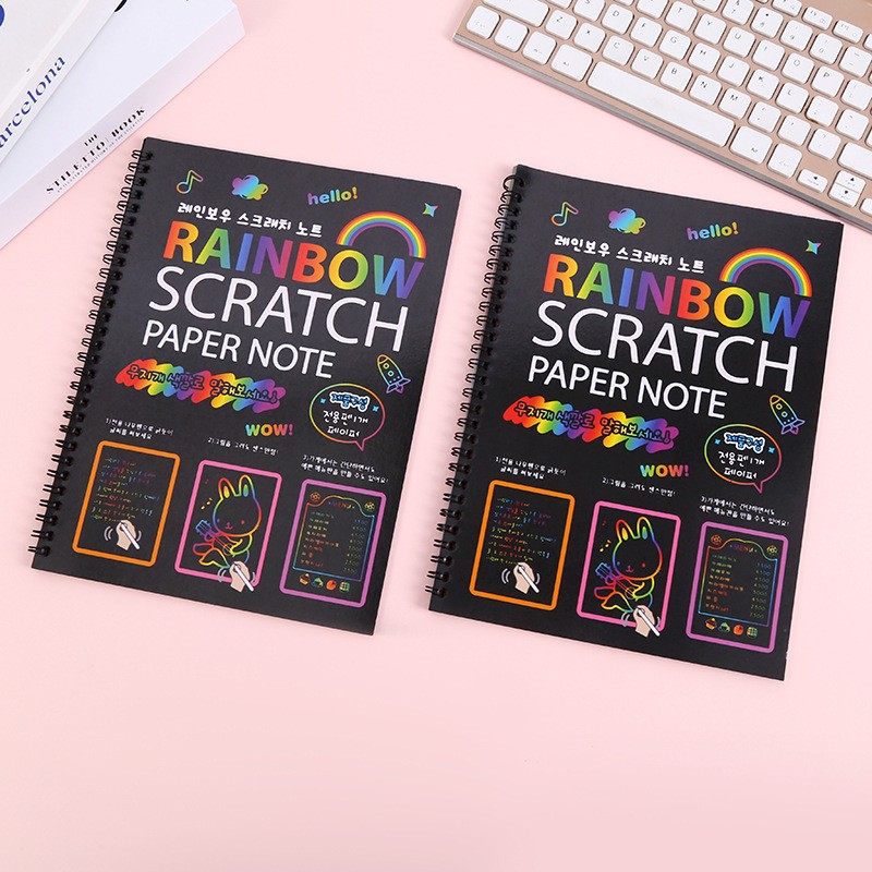 Manufacturers direct sales of 16k scratch book children's puzzle dazzling scratch paper DIY handmade creative painting scratch painting