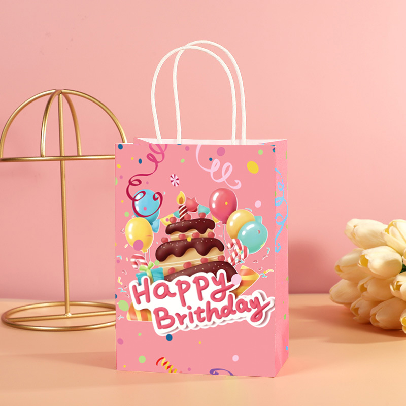 Birthday balloon cake gift bag, exquisite color-printed children's birthday hand-held paper bag, hand-held bag with self-adhesive packaging details Picture