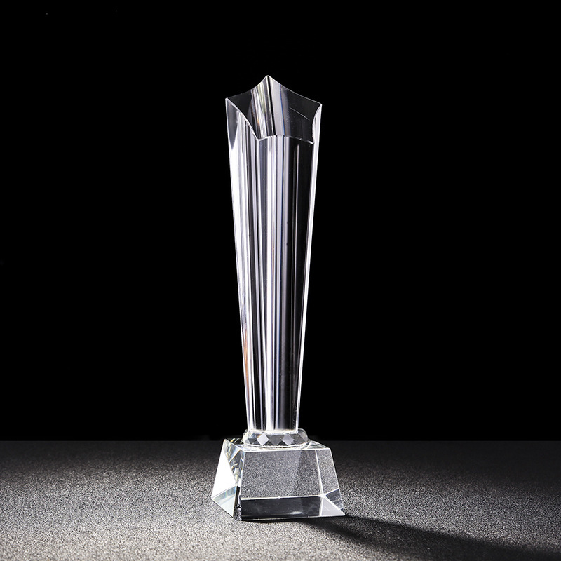 水晶玻璃【升级版五星】水晶奖杯年会奖励比赛活动优秀员工奖杯