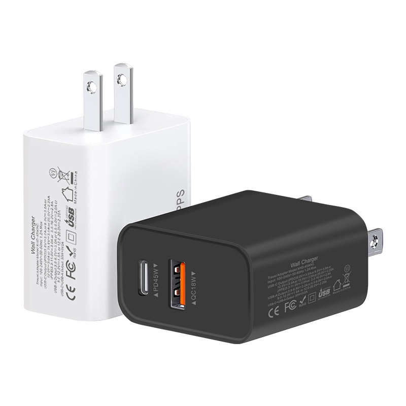 GaN 45W美规充电器适用三星s22s21s20note10苹果15充电器AC充电头