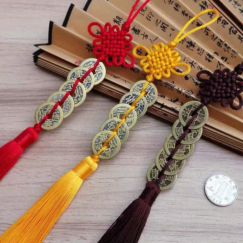 Wholesale of Five Emperors' coins, Chinese knot copper coins, Chinese knot tassel pendants, and pure copper Chinese knot car hangers