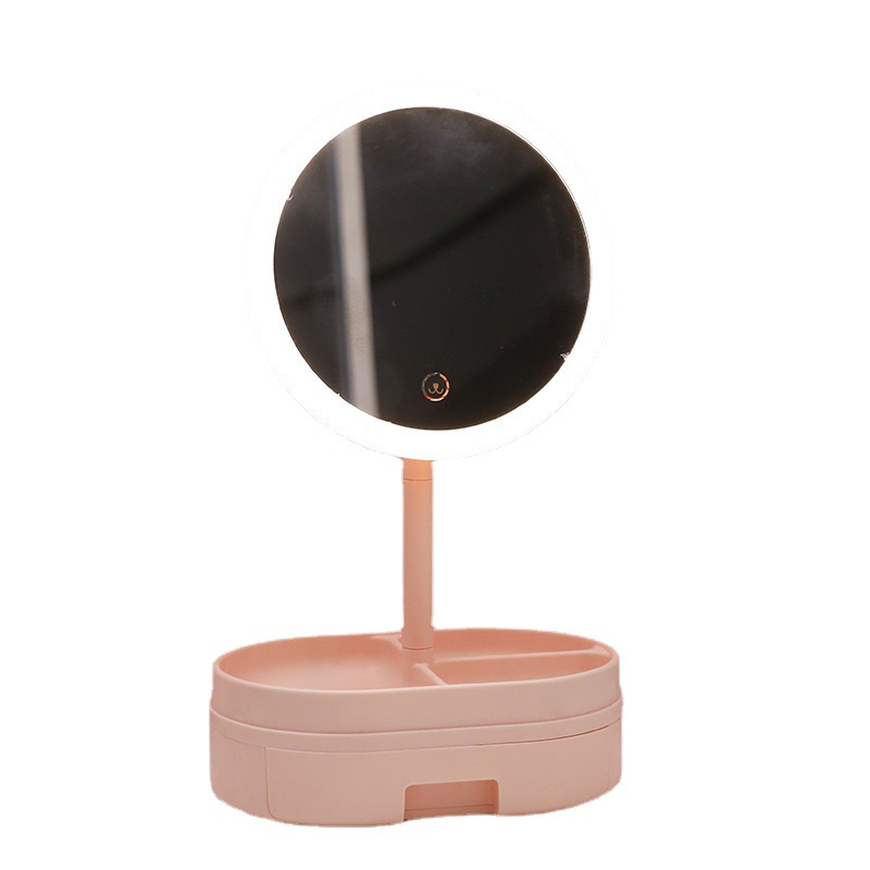 Desktop Led Makeup Mirror Light Refill Makeup Mirror Desktop Ladies With Internet Red Mirror Usb Drawer To Store Small Mirrors Item Picture