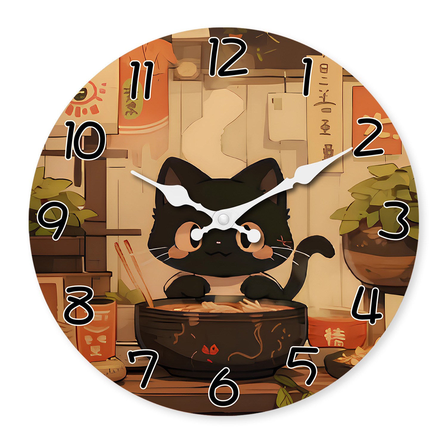 10-inch manufacturer wholesale cross-border best-selling creative cartoon personalized wooden wall clock MDF silent decorative clock Item Picture