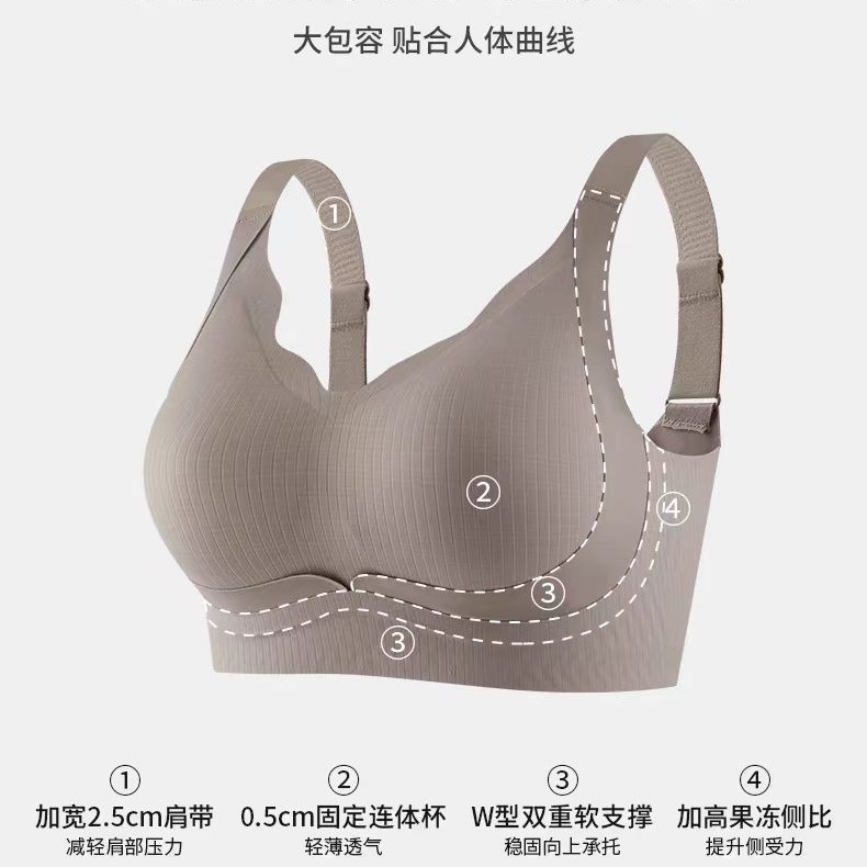 Large-sized lifting bras for women, making the big breasts look smaller, no underwire bras, gathering side retraction breasts, anti-sagging, top-lift bras details Picture