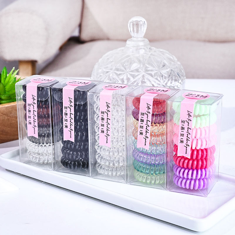 韩版糖果色电话线发圈批发高弹力头绳皮筋简约发绳发饰扎马尾无痕