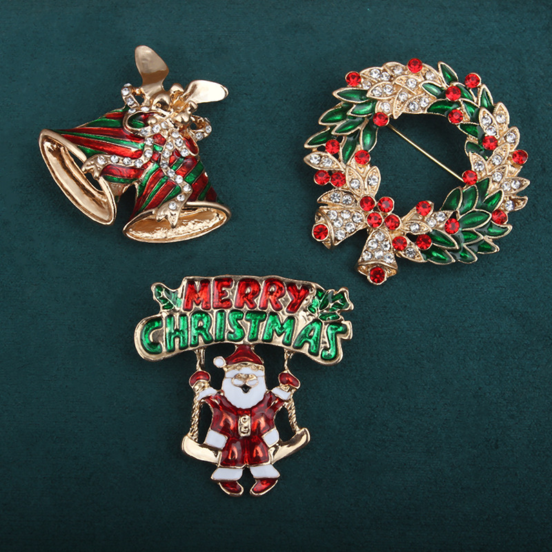 欧美热销圣诞胸针可爱圣诞老人徽章配件个性圣诞节系列胸花批发品