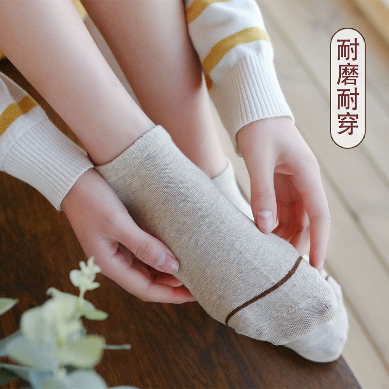 袜子地摊一件代发春夏后跟护脚女船袜 休闲纯色立体耳朵袜子女防摩擦棉袜厂家现货一件代发