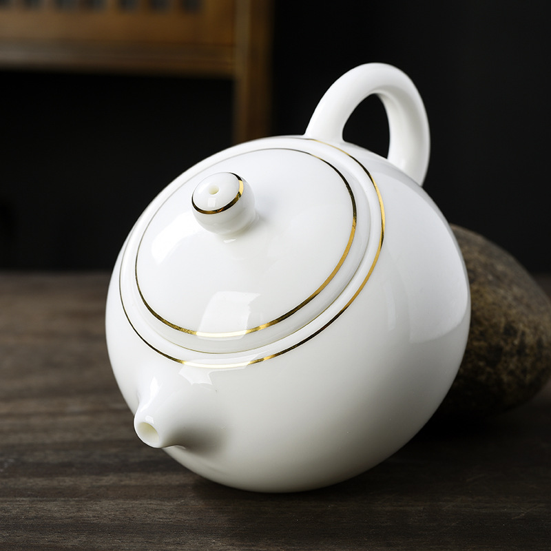Dehua White Porcelain Teapot Mutton Fat Jade Xishi Pot Ceramic Tea Infuser With Filter Side Handle Single Pot Single Kung Fu Tea Set details Picture