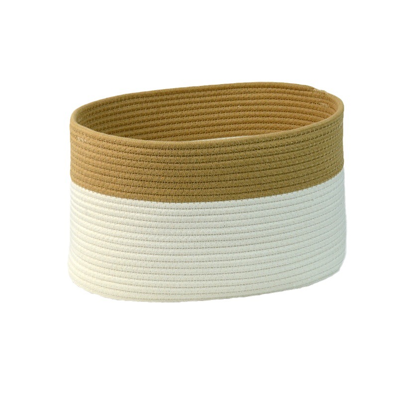 Storage Basket Portable Nordic Wind Cotton Rope Woven Laundry Basket Toy Storage Bucket Handle Basket Desktop Storage Basket Item Picture