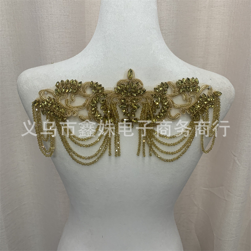 High-end fashion trend, handcrafted beaded, rhinestone, tassel, lace applique, DIY handcrafted evening gowns, wedding dresses, clothing and accessories Application Scenario