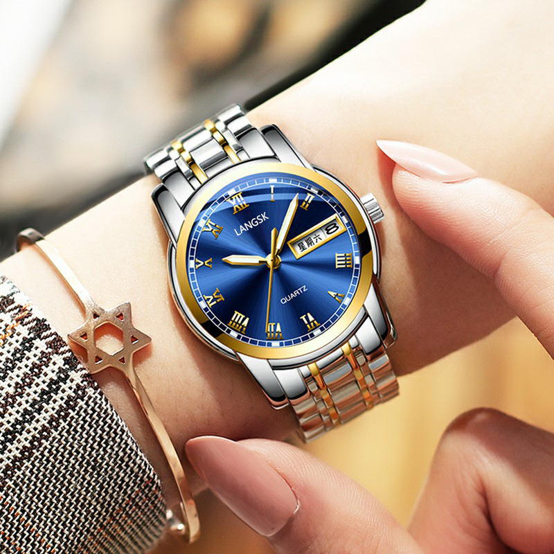 Couple Watches A Man And A Woman Double Calendar Quartz Watch Waterproof Glow-In-The-Dark Fashion Classic Business Steel Band Watches Wholesale Application Scenario