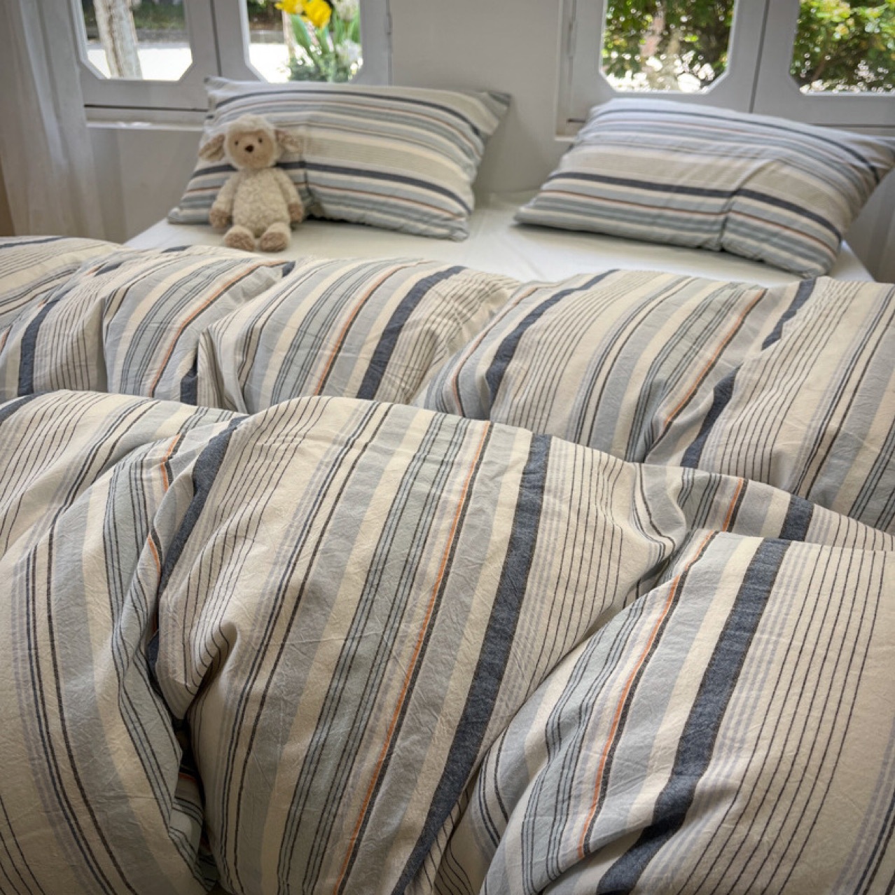 Spring new washed cotton three-piece set and four-piece set, soft and skin-friendly cloud cotton Muji style dormitory three-piece set details Picture