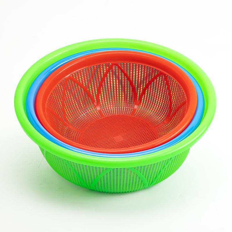 Manufacturer wholesale rice-washing baskets, round plastic various-sized draining baskets, rice-washing sieves, draining basins, thickened kitchenware