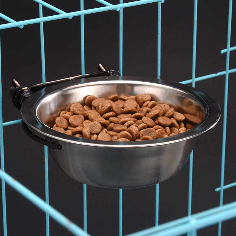 Anti-slip and wear-resistant solid-color stainless steel pet bowl, biting dog food utensil, anti-knock cat and dog bowl, feeding silent anti-drop bowl